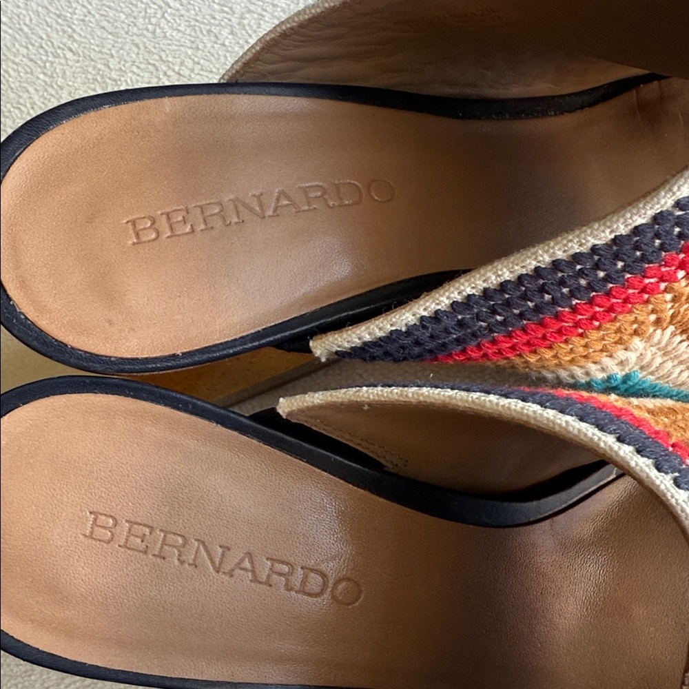 Bernardo Colorful Woven Block Heel Mules, size 7.5. - Picture 5 of 9